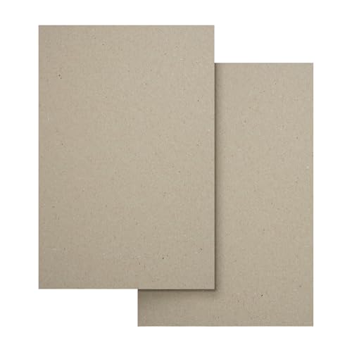 Netuno 40x Graupappe DIN A4 (20 Blatt 1 mm + 20 Blatt 2 mm) Set Buchbinderpappe Graukarton für Buchbinden Bastelarbeiten Modellbau Verpackungen Karten Bastelkarton Recycelte Pappe von Netuno