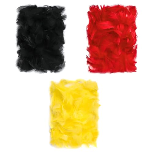 Netuno 450 Stück Deko Federn Schwarz Rot Gelb BLACK RED YELLOW 30g Flaumfedern Schmuckfedern Vogelfedern Bastelfedern Natur für DIY Basteln Dekoration Ostern Weihnachten Dekofigur von Netuno