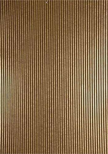 Netuno 5 Blatt Braun Dekorpapier, geprägt – Streifen in Gold, 180x250mm, handgemacht, 150g, Effektkarton orientalisch für Einladungen, Hochzeit, Weihnachten, Basteln, Dekorationen von Netuno