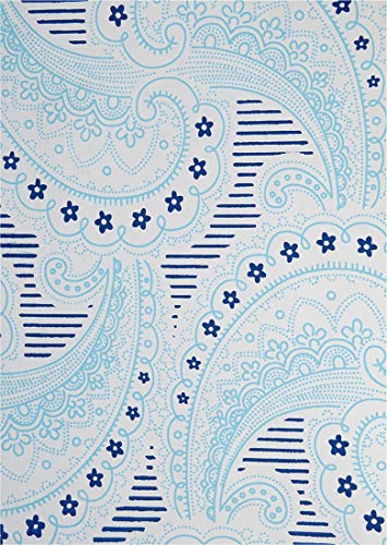 Netuno 5 Blatt Weiß Dekorpapier mit Arabeske-Muster in Blau-Dunkelblau, 180x250mm, handgemacht, 150g, Effekt-Karton Floral-Design für Einladungskarten, Hochzeit, Taufe, Weihnachten, Basteln von Netuno