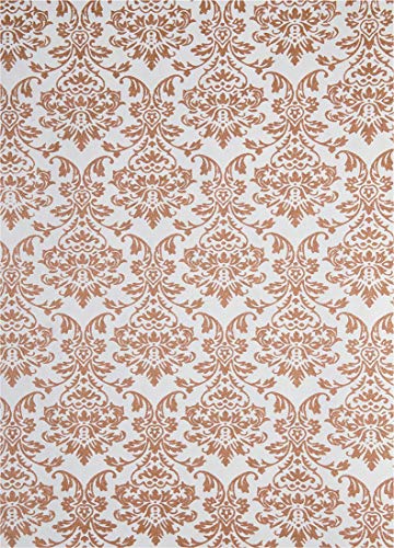 Netuno 5X Weiß Dekorpapier mit Ornament-Muster in Perlmutt-Gold, 180x250mm, handgemacht Effekt-Karton 150g, orientalischer Look, ideal für Einladungskarten, Hochzeit, Taufe, Weihnachten, Dekorationen von Netuno