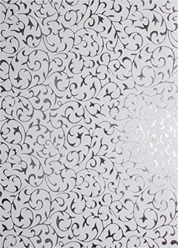 Netuno 5 Blatt Weiß Dekorpapier mit Spitzenmuster in Silber, 180x250mm, Effekt-Karton handgemacht, 150g, orientalischer Look, ideal für Einladungskarten, Hochzeit, Taufe, Weihnachten von Netuno