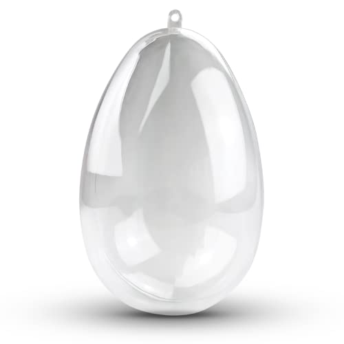 Netuno 5 Stück Acryl-Eier 16 cm Größe, 10 cm Durchmesser transparent teilbar Kunststoff-Eier Plastik-Eier Ostereier zum Découpage Dekoration Basteln von Netuno