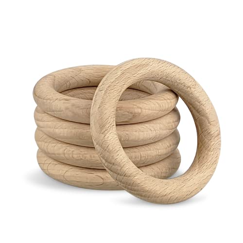Netuno 5 Stück Holzringe Makramee 5 cm Naturholzringe zum Basteln Dekoration Ringe DIY-Holz Makramee Schmuck Traumfänger Dekor Macrame Natur-Holz Bastelring Boho Home Decor von Netuno