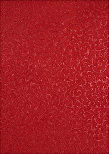 Netuno 50x Rot Dekorpapier, geprägt- Spitzenmuster mit Samt-Haptik, 180x250mm, handgemacht Effekt-Karton 150g, Motivpapier, Bastelpapier Orient für Hochzeit, Geburtstag, Weihnachten von Netuno