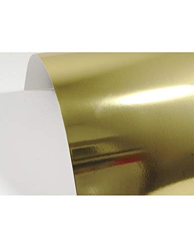 Netuno 50x Spiegelarton Gold einseitig bedruckt DIN A5 148 x 210 mm Mirror Gold Spiegel-Papier für Bastelarbeiten Kartengestaltung goldene Pappe zum Basteln Kartengestaltung mirror cardstock von Netuno