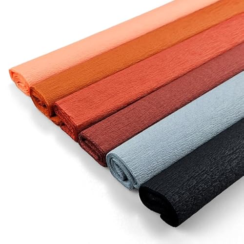Netuno 6 Rollen Krepppapier Warme Erdtöne 200 x 50 cm buntes Bastelpapier für Dekoration Geschenkverpackung kreative Projekte Deko Papier farbig Papierrollen Bastelkrepp Floristenkrepp crepe paper von Netuno
