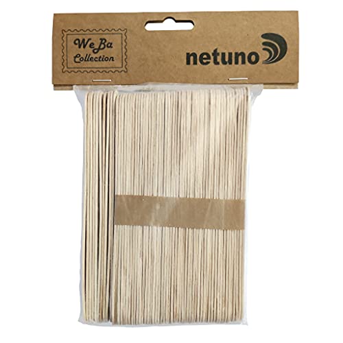 Netuno 60 x Bastelholz Holzstäbchen Holzspatel Holzeisstiele Eisstiele Holzstäbe Eisstäbchen 15cm lang Natur glatt zum Basteln Handwerk DIY von Netuno