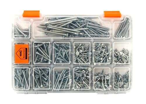 Netzerkoz 555 St Holzschrauben Set- 16 arten kreuzschlitz Senkkopf Schrauben - Edelstahl Spanplattenschrauben Sortiment mit Aufbewahrungsbox - Schrauben Set mit viele verschiedene Schrauben von Netzerkoz All Essential Fasteners