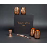 Cocktailbecher | Kupferbecher-Set 470Ml | 4Er-Set + Zubehör Verpackt in Edlen Schwarzen Premiumbox 100% Handgefertigte Becher - Layla von Netzgeeks