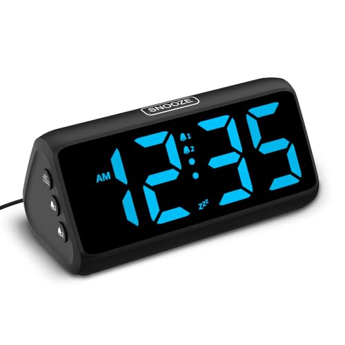 Lauter Wecker für Tiefschläfer, Wecker Digital mit LED Display, Doppelalarm, 5 Helligkeitsdimmer, 4 Lautstärken, Abschalt-Speicher, Wecker Nachttisch für Kinder Jugendliche Ältere Schwerschläfer von Netzu