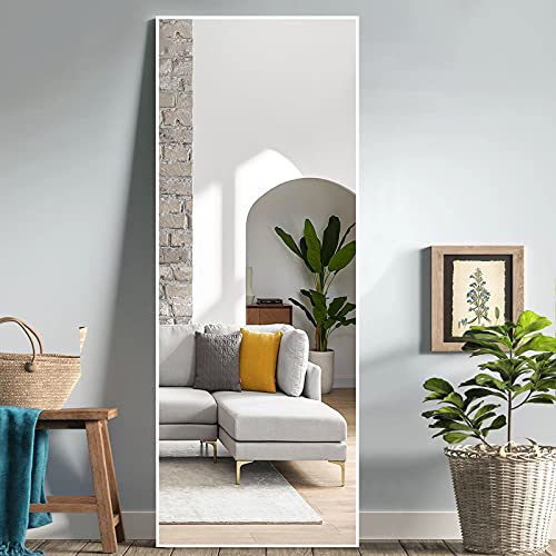 NeuType Ganzkörperspiegel, 150,8 x 50,8 cm, mit stehender Halterung, Schlafzimmerspiegel, stehend zum Aufhängen oder Anlehnen an die Wand, Weiß von NeuType