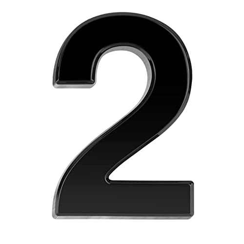 NeuWee Hausnummer, Zahlen-Aufkleber Nr. 2 in Schwarz, 3D ABS Selbstklebende Haus-Nummer für Tür, Briefkasten, Außen, Anti-Friktion, Wetterfest, Höhe 7.5 cm (2) von NeuWee