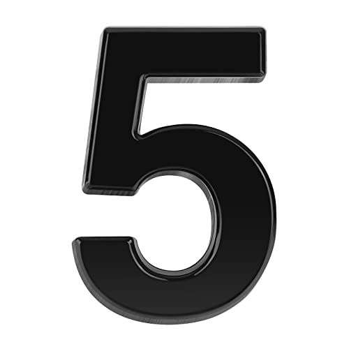 NeuWee Hausnummer, Zahlen-Aufkleber Nr. 5 in Schwarz, 3D ABS Selbstklebende Haus-Nummer für Tür, Briefkasten, Außen, Anti-Friktion, Wetterfest, Höhe 7.5 cm (5) von NeuWee