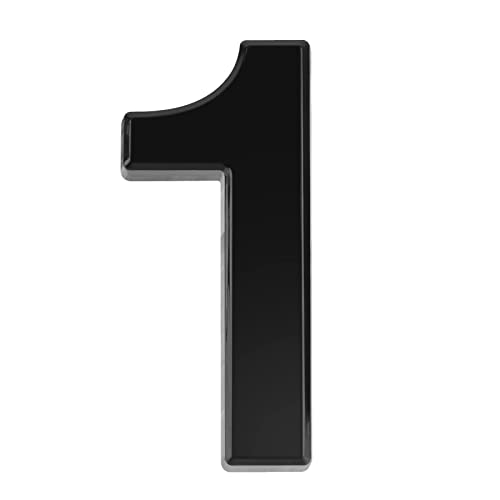 NeuWee Hausnummer, Zahlen-Aufkleber Nr. 1 in Schwarz, 3D ABS Selbstklebende Haus-Nummer für Tür, Briefkasten, Außen, Anti-Friktion, Wetterfest, Höhe 7.5 cm (1) von NeuWee