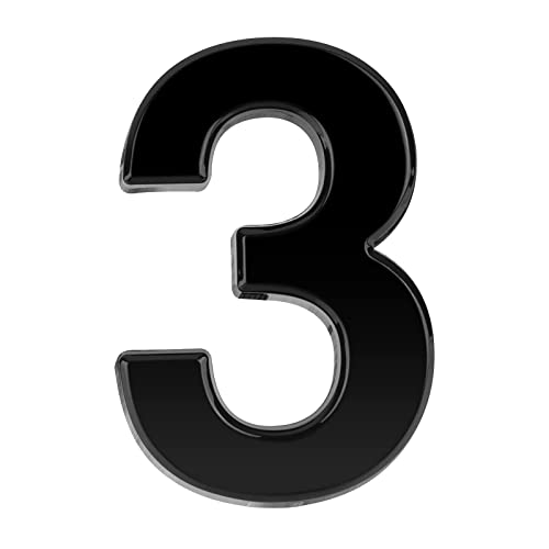 NeuWee Hausnummer, Zahlen-Aufkleber Nr. 3 in Schwarz, 3D ABS Selbstklebende Haus-Nummer für Tür, Briefkasten, Außen, Anti-Friktion, Wetterfest, Höhe 7.5 cm (3) von NeuWee