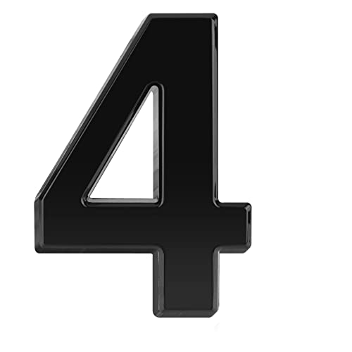 NeuWee Hausnummer, Zahlen-Aufkleber Nr. 4 in Schwarz, 3D ABS Selbstklebende Haus-Nummer für Tür, Briefkasten, Außen, Anti-Friktion, Wetterfest, Höhe 7.5 cm (4) von NeuWee