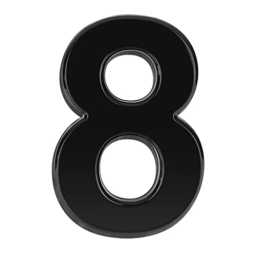 NeuWee Hausnummer, Zahlen-Aufkleber Nr. 8 in Schwarz, 3D ABS Selbstklebende Haus-Nummer für Tür, Briefkasten, Außen, Anti-Friktion, Wetterfest, Höhe 7.5 cm (8) von NeuWee
