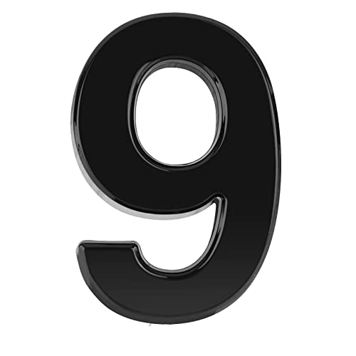 NeuWee Hausnummer, Zahlen-Aufkleber Nr. 9 in Schwarz, 3D ABS Selbstklebende Haus-Nummer für Tür, Briefkasten, Außen, Anti-Friktion, Wetterfest, Höhe 7.5 cm (9) von NeuWee
