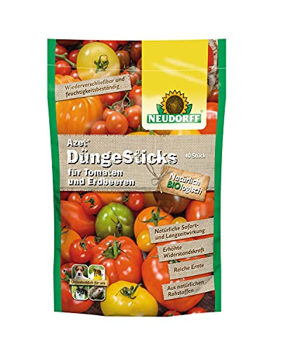 Azet DüngeSticks für Tomaten und Erdbeeren, aus natürlichen Rohstoffen 40 Sticks im Standbodenbeutel von Müllers Grüner Garten Shop