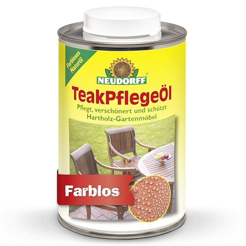 Neudorff TeakPflegeÖl – Pflegt, verschönert und schützt Hartholz-Gartenmöbel, Zäune und weitere Hölzer im Außen- und Innenbereich, farblos, 500 ml von Neudorff