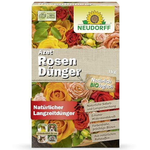 Neudorff Azet RosenDünger – Bio Rosendünger mit 100 Tagen Langzeitwirkung sorgt für langanhaltend farbenfrohe Rosen, Stauden und Blütenpflanzen, 1 kg von Neudorff