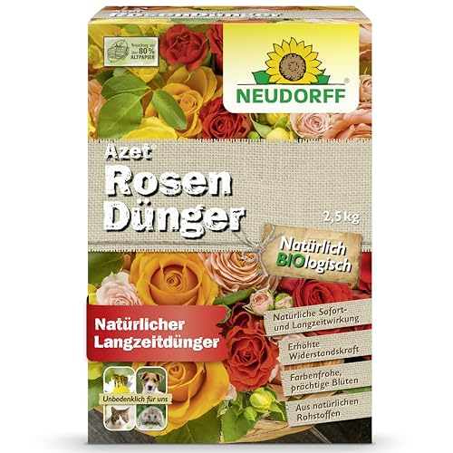 Neudorff Azet RosenDünger – Bio Rosendünger mit 100 Tagen Langzeitwirkung sorgt für langanhaltend farbenfrohe Rosen, Stauden und Blütenpflanzen, 2,5 kg von Neudorff