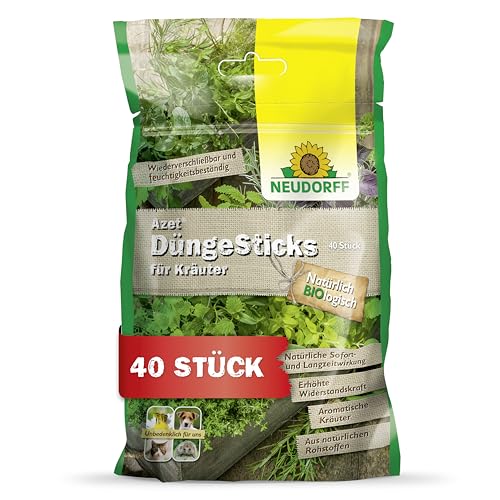 Neudorff Azet DüngeSticks für Kräuter – Bio Kräuterdünger sorgt für kräftiges Wachstum und aromatische Kräuter mit 2 Monaten Langzeitwirkung, 40 Stück Neudorff Azet DüngeSticks für Kräuter – Bio Kräuterdünger sorgt für kräftiges Wachstum und aromatische Kräuter mit 2 Monaten Langzeitwirkung, 40 Stück von Neudorff