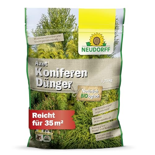 Neudorff Azet KoniferenDünger – Bio Koniferendünger mit viel Eisen sorgt für kräftig-grüne Blätter und Nadeln mit Sofort- & Langzeitwirkung, 1,75 kg von Neudorff