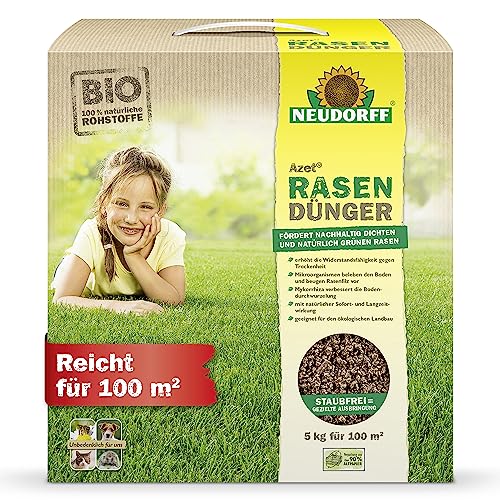 Neudorff Azet RasenDünger – Organischer Bio-Rasendünger für 100 m² sorgt für eine dichte, grüne und strapazierfähige Rasenfläche, 5 kg von Neudorff