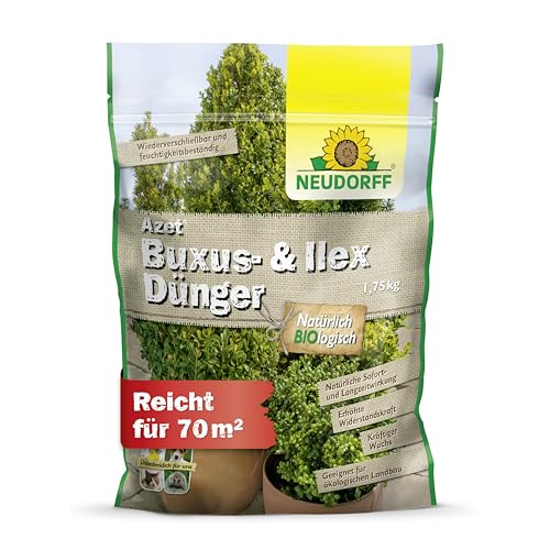Neudorff Azet Buxus- IllexDünger – Bio Buxusdünger für kräftige und gesunde Buxus, Illex und andere Immergrüne mit Sofort- & Langzeitwirkung, 1,75 kg von Neudorff