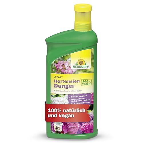 Neudorff Azet HortensienDünger - 100% natürlicher Bio Dünger mit hohem Kaliumgehalt und Extra Eisen für prächtig blühende Hortensien im Beet und Kübel, 1 Liter Neudorff Azet HortensienDünger - 100% natürlicher Bio Dünger mit hohem Kaliumgehalt und Extra Eisen für prächtig blühende Hortensien im Beet und Kübel, 1 Liter von Neudorff