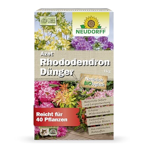 Neudorff Azet RhododendronDünger – Bio Rhododendrondünger mit Mykorrhiza sorgt für farbenfrohe und prächtige Blüten mit 3 Monaten Langzeitwirkung, 1 kg von Neudorff