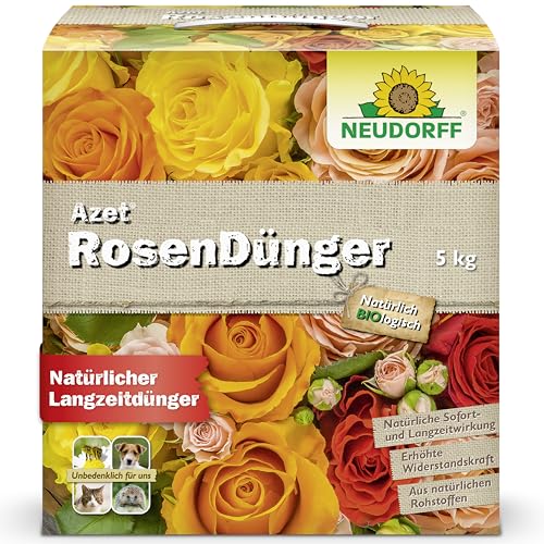 Neudorff Azet RosenDünger – Bio Rosendünger mit 100 Tagen Langzeitwirkung sorgt für langanhaltend farbenfrohe Rosen, Stauden und Blütenpflanzen, 5 kg von Neudorff