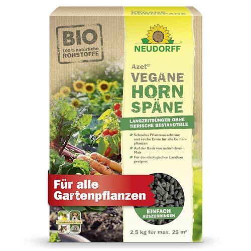 Neudorff Azet Vegane Hornspäne – 100% natürlicher Stickstoff-Langzeitdünger für alle Pflanzen, Obst und Gemüse für schnelles Wachstum und reiche Ernte, 2 kg von Neudorff