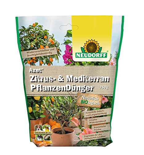 Neudorff Azet Zitrus- & MediterranpflanzenDünger – Bio Langzeitdünger mit Mykorrhiza fördert aromatische Früchte wie Zitronen, Orangen und Oliven, 750 g von Neudorff