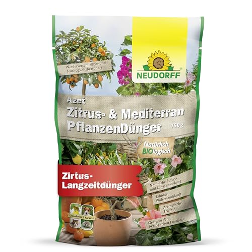 Neudorff Azet Zitrus- & MediterranpflanzenDünger – Bio Langzeitdünger mit Mykorrhiza fördert aromatische Früchte wie Zitronen, Orangen und Oliven, 750 g von Neudorff