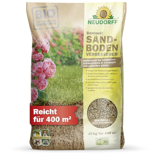 Neudorff Bentonit SandbodenVerbesserer – Bio Sandbodenverbesserer zur nachhaltigen Verbesserung von leichten und sandigen Böden, 20 kg für 400 m² von Neudorff