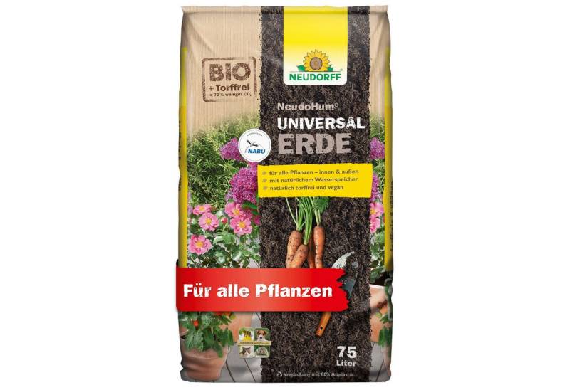 Neudorff Bio-Erde NeudoHum UniversalErde 75 Liter, (Torffreie Bio Erde, für Zimmer-, Balkon-, Terrassen- und Gartenpflanzen), für 4 Wochen vorgedüngt von Neudorff