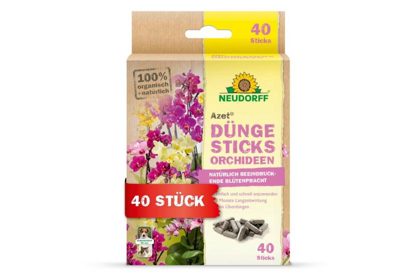 Neudorff Pflanzendünger Bio - Azet DüngeSticks für Orchideen 40 Sticks, Bio Orchideendünger sorgt für üppig blühende Orchideen, Düngestäbchen Zimmerpflanzen aus natürlichen Rohstoffen von Neudorff