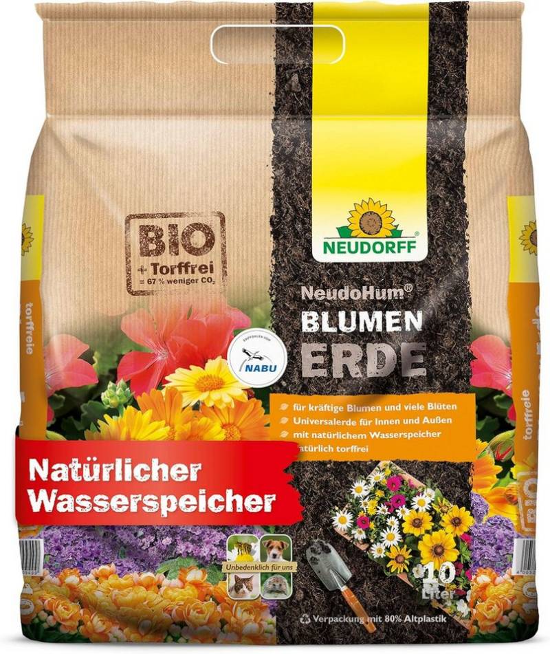 Neudorff Pflanzerde NeudoHum Bio BlumenErde 10 Liter, fördert kräftige Blumen und viele Blüten von Neudorff