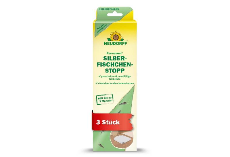 Neudorff Insektenspray Permanent SilberfischchenStopp - Silberfischfalle - 3 Stück, Fängt effektiv Silberfische und Papierfische in allen Innenräumen, Geruchlose und insektizidfreie Klebefalle von Neudorff