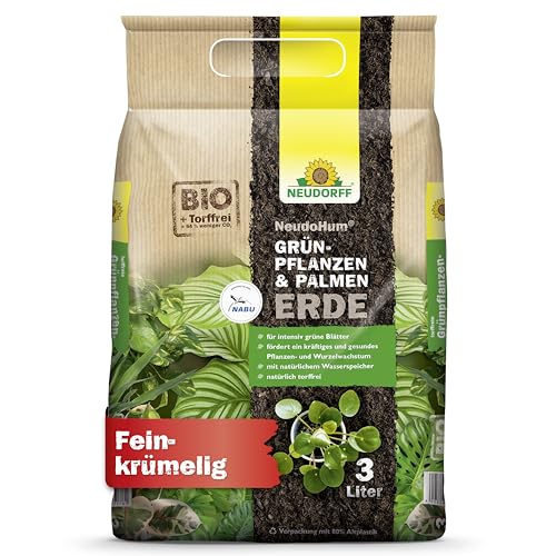 Neudorff NeudoHum Grünpflanzen- & PalmenErde – Torffreie Bio Erde, fördert gesunde Palmen und Grünpflanzen mit grünen Blättern wie z.B. Monstera, 3 Liter von Neudorff