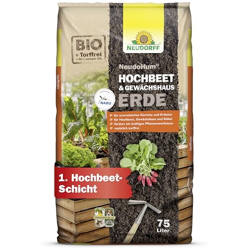 Neudorff NeudoHum Hochbeet & GewächshausErde – Torffreie Bio-Erde für leckeres Gemüse und aromatische Kräuter. Schützt vor Trauermücken, 75 Liter von Neudorff