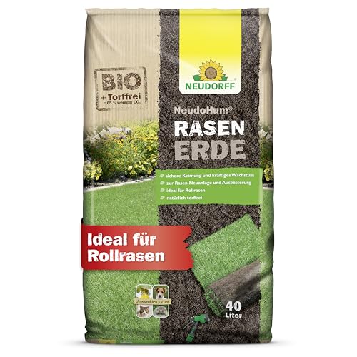 Neudorff NeudoHum RasenErde - Bio und torffreie Erde für schnelle Rasen-Samenkeimung, ideal für Rollrasen und dauerhaft grünen Rasen, 40 Liter von Neudorff
