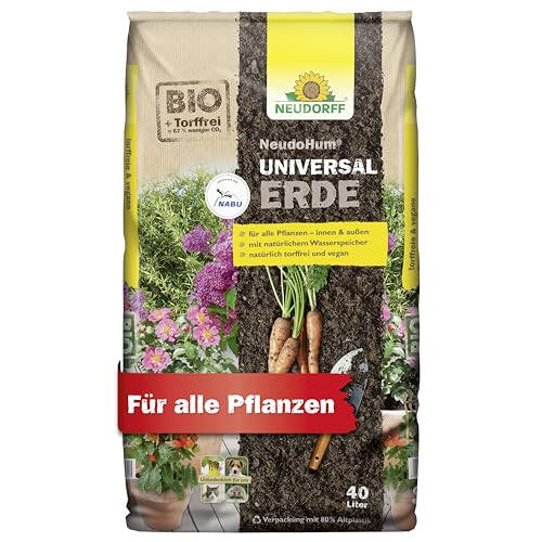 Neudorff NeudoHum UniversalErde - Torffreie Bio-Erde für Balkon, Garten und Zimmerpflanzen, NABU empfohlen, 40 Liter von Neudorff
