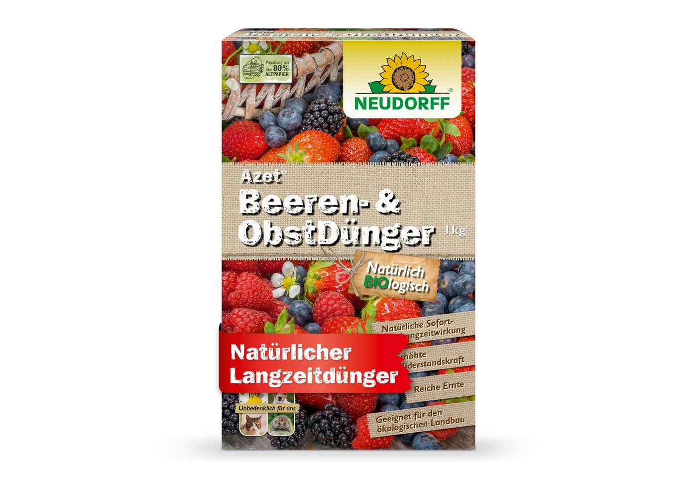 Neudorff Obstdünger Bio - Azet Beeren- & ObstDünger 1 kg, für mehr Geschmack und reiche Ernte bei Beeren und Obst, organischer Langzeitdünger mit Sofort- & Langzeitwirkung, Himbeer & Erdbeer Dünger aus natürlichen Rohstoffen Neudorff Obstdünger Bio - Azet Beeren- & ObstDünger 1 kg, für mehr Geschmack und reiche Ernte bei Beeren und Obst, organischer Langzeitdünger mit Sofort- & Langzeitwirkung, Himbeer & Erdbeer Dünger aus natürlichen Rohstoffen von Neudorff