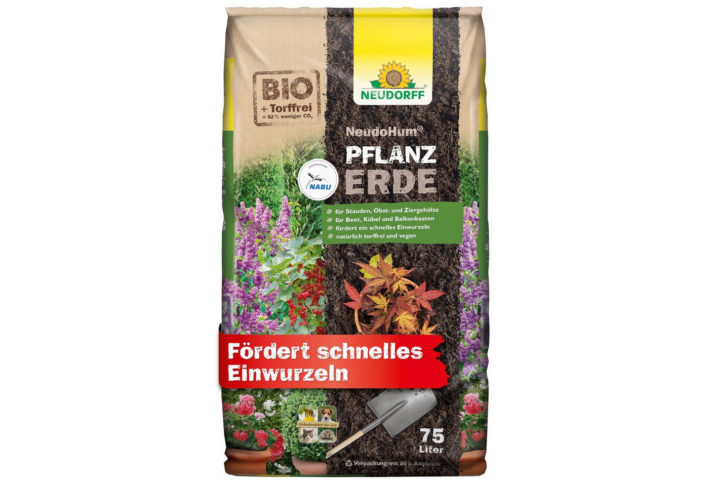 Neudorff Pflanzerde NeudoHum PflanzErde 75 Liter, (Torffreie Bio Gartenerde für Stauden, Ziergehölze und aromatisches Obst, Gemüse und Kräuter, für Beet, Hochbeet, Kübel und Balkonkasten), für 4 Wochen vorgedüngt Neudorff Pflanzerde NeudoHum PflanzErde 75 Liter, (Torffreie Bio Gartenerde für Stauden, Ziergehölze und aromatisches Obst, Gemüse und Kräuter, für Beet, Hochbeet, Kübel und Balkonkasten), für 4 Wochen vorgedüngt von Neudorff