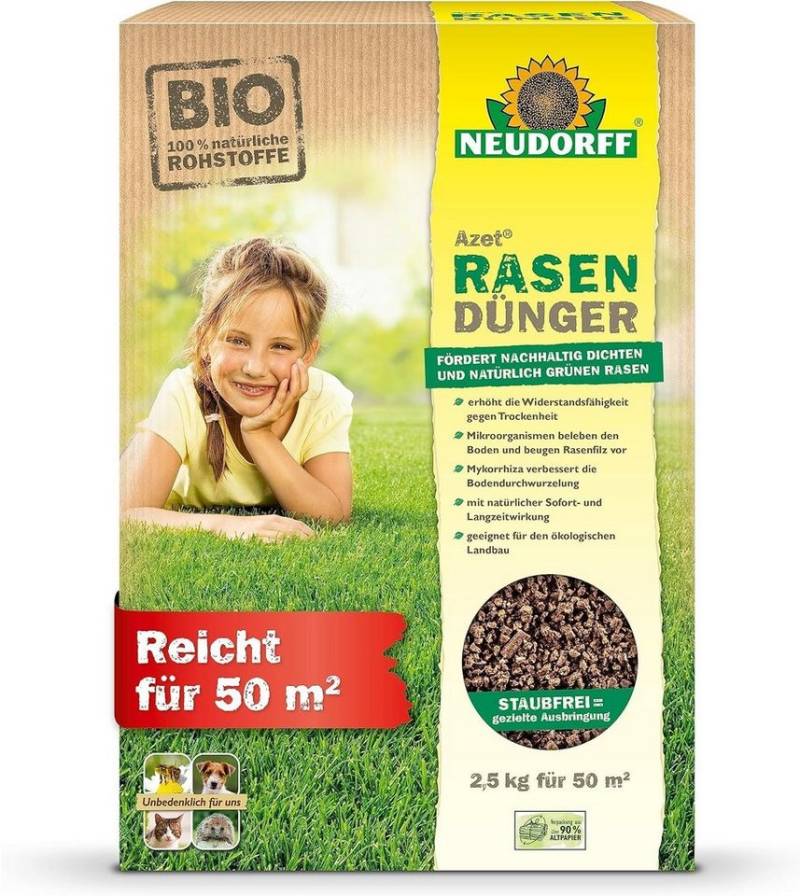 Neudorff Rasendünger Azet Bio Rasen Dünger, 2,5 kg, BIO 100% natürliche Rohstoffe von Neudorff