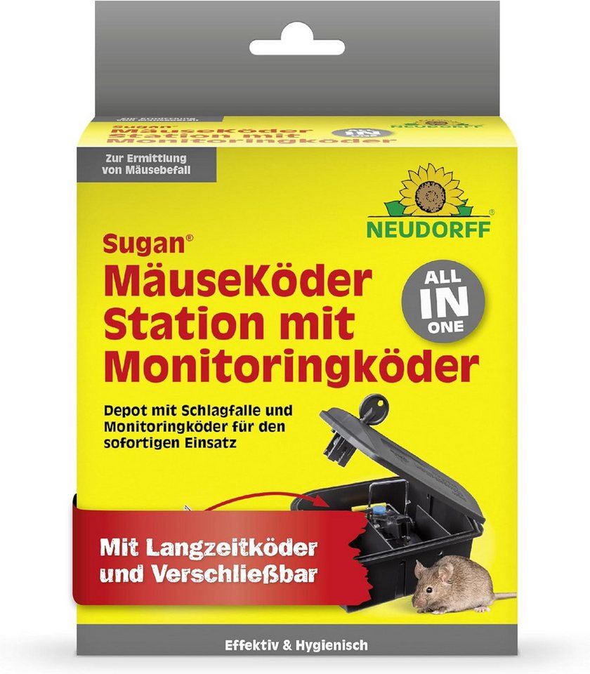 Neudorff Schlagfalle Neudorff Sugan MäuseKöderStation mit Monitoringköder 1 Stück, Verschließbare Köderstation mit integrierter Schlagfalle von Neudorff